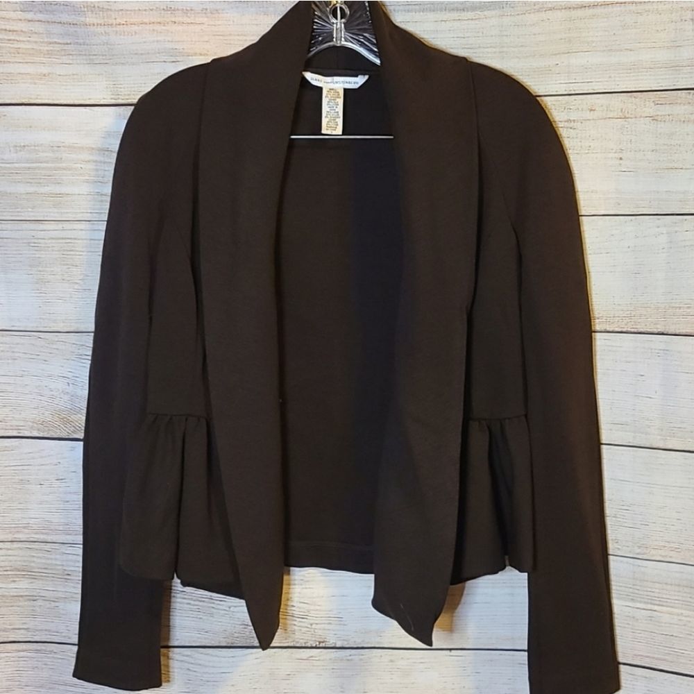 Diane Von Furstenberg Brown Charleville Peplum Blazer Jacket Size 4